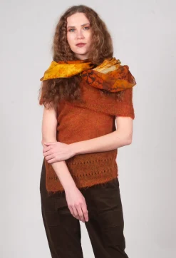 Roll Neck Knitted Vest in Tumeric