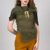 Roll Neck Knitted Vest in Moss