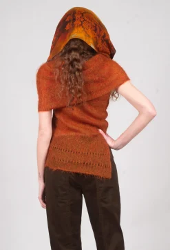 Roll Neck Knitted Vest in Tumeric