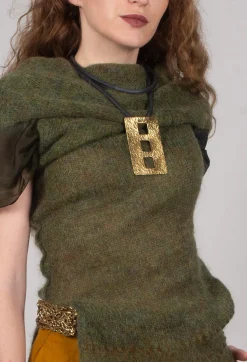 Roll Neck Knitted Vest in Moss