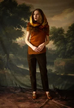 Roll Neck Knitted Vest in Tumeric