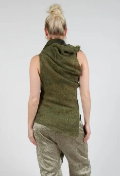 Roll Neck Knitted Vest in Moss