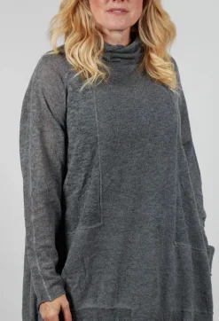 Rolled Neckline Tunic in Coal Cloud