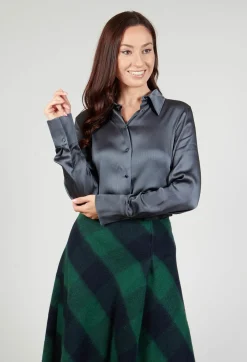 Romantic Long Sleeved Shirt in Metallic Grey