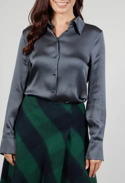 Romantic Long Sleeved Shirt in Metallic Grey