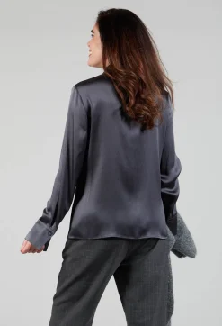 Romantic Long Sleeved Shirt in Metallic Grey
