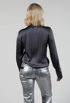Romantic Long Sleeved Shirt in Metallic Grey