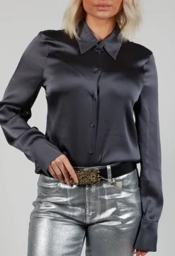 Romantic Long Sleeved Shirt in Metallic Grey