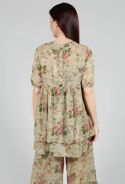Roselle Top in Almond Flowers