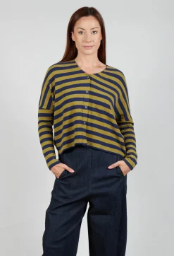 Round Neck Cardigan in Blu