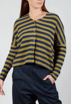 Round Neck Cardigan in Blu