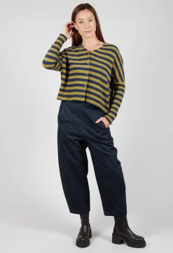 Round Neck Cardigan in Blu