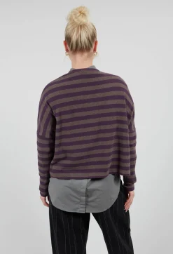Round Neck Cardigan in Purple