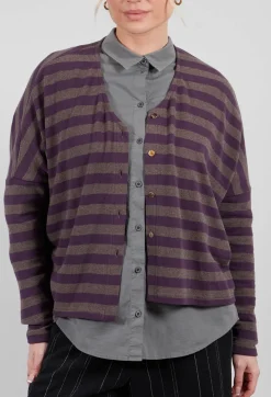 Round Neck Cardigan in Purple