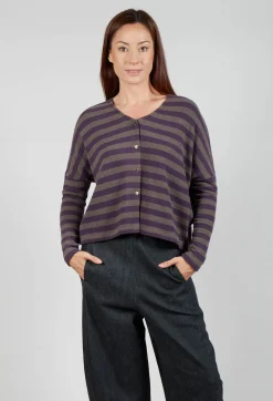 Round Neck Cardigan in Purple