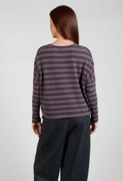 Round Neck Cardigan in Purple