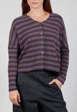 Round Neck Cardigan in Purple