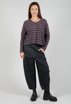 Round Neck Cardigan in Purple