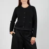 Round Neck Cardigan with Pleated Hem in Nero