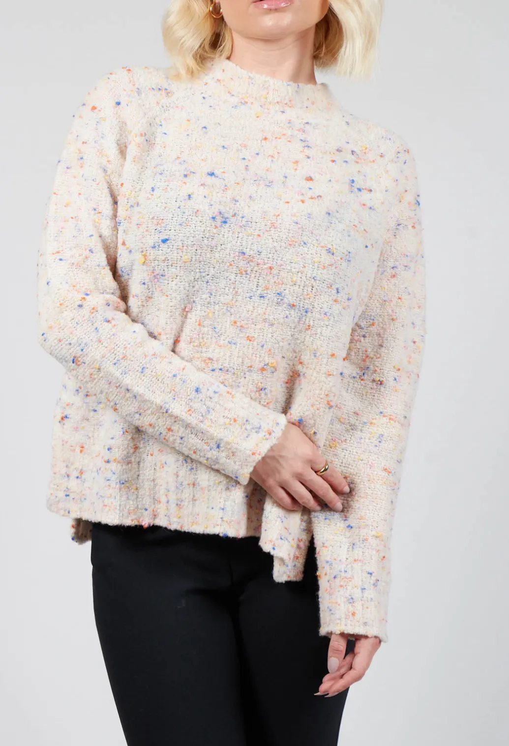 Round Neck Flared Jumper in Multicolour