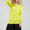 Round Neck Long Sleeved T Shirt with Bell Sleeves in Spring