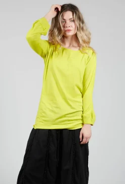 Round Neck Long Sleeved T Shirt with Bell Sleeves in Spring