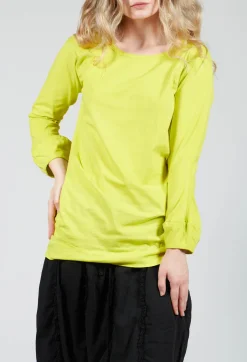 Round Neck Long Sleeved T Shirt with Bell Sleeves in Spring
