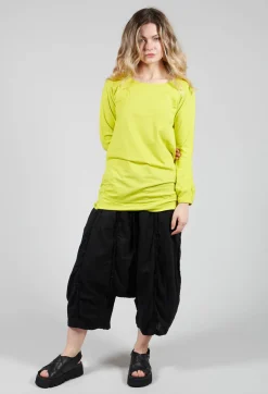 Round Neck Long Sleeved T Shirt with Bell Sleeves in Spring