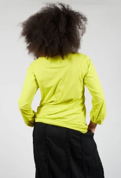 Round Neck Long Sleeved T Shirt with Bell Sleeves in Spring