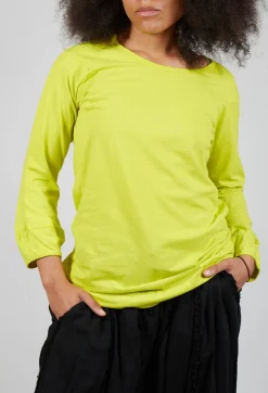 Round Neck Long Sleeved T Shirt with Bell Sleeves in Spring
