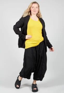 Round Neck Short Sleeved T Shirt with Skirt Panel in Lemon