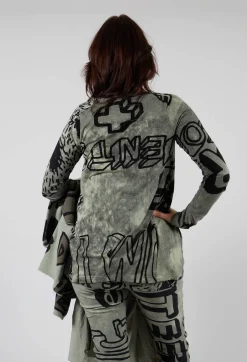 Round Neck Top with Lettering Design in Defender Print