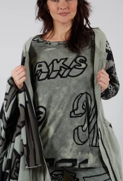 Round Neck Top with Lettering Design in Defender Print