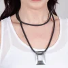 Rubber Necklace with Brass Pendant in Silver-Coloured