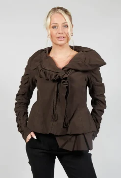 Ruched Detail Jacket in Kaffee
