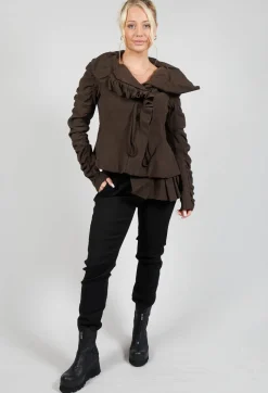 Ruched Detail Jacket in Kaffee