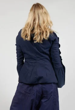 Ruched Fabric Collar Jacket With Statement Sleeves in Grape