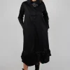 Ruched Hem Dress in Black