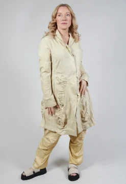 Ruched Overcoat in Wax Cloud