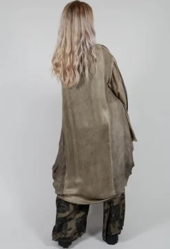 Ruched Shirt Dress in Raso di Viscosa and Viscosa Seta Green Tuscany