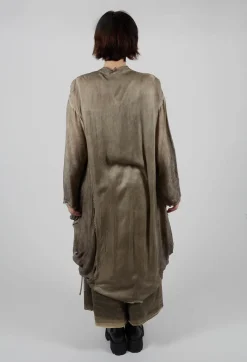 Ruched Shirt Dress in Raso di Viscosa and Viscosa Seta Green Tuscany