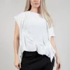 Ruched Sleeveless Sweater in White