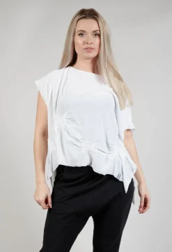 Ruched Sleeveless Sweater in White