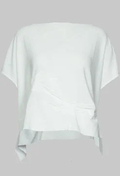 Ruched Sleeveless Sweater in White