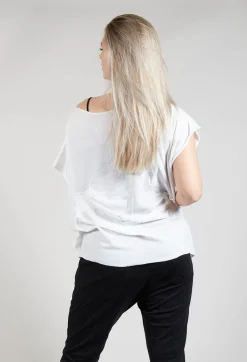 Ruched Sleeveless Sweater in White