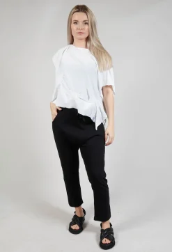Ruched Sleeveless Sweater in White