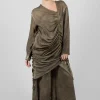 Ruched Top in Raso di Viscosa Green Tuscany