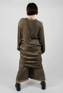 Ruched Top in Raso di Viscosa Green Tuscany