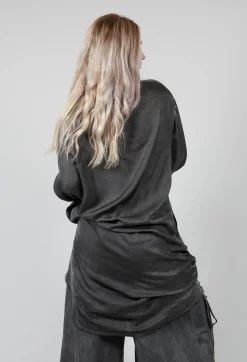 Ruched Top in Raso di Viscosa Grey Storm