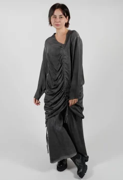 Ruched Top in Raso di Viscosa Grey Storm